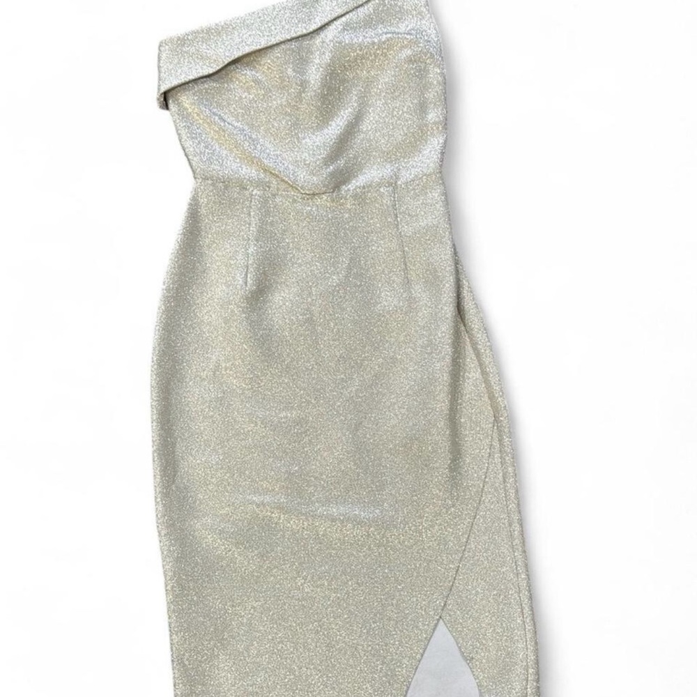 Topshop Tinsell Gold One Shoulder Dress Size 4